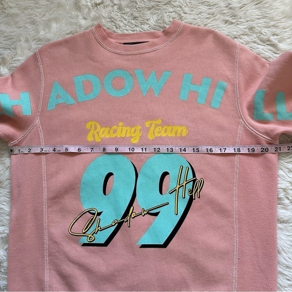 Shadow Hill Sweater Icy Peach Racing Crewneck Long Sleeve Pink XS - Picture 9 of 11